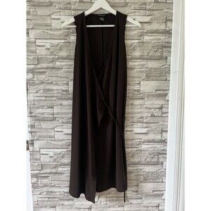 Kenneth Cole || Brown Sleeveless Wrap Midi XS Belted Swing Trapeze Dress